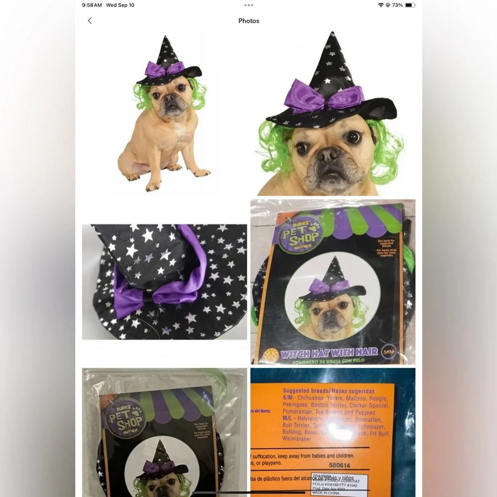 Rubie's Pet Shop Candy Corn and Witch Hat with neon color hair NEW